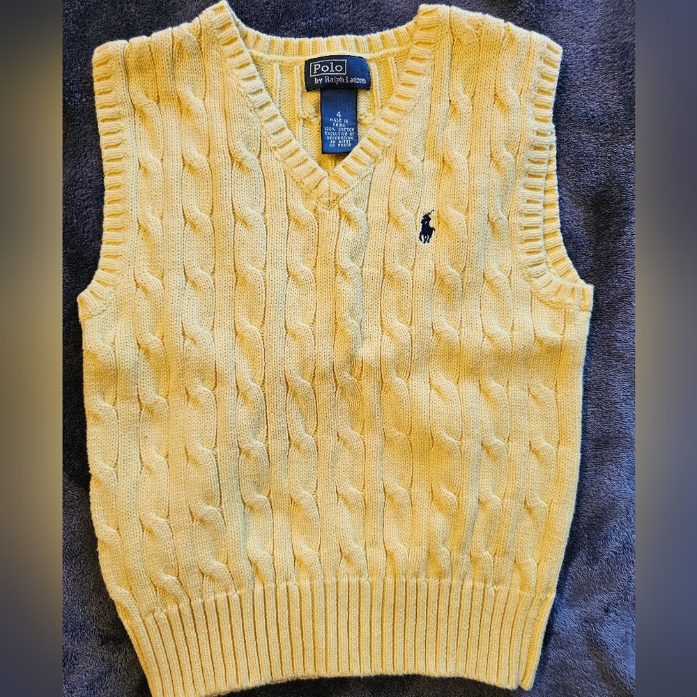 Boys Polo by Ralph Lauren Light Yellow Sweater Vest - Size 4